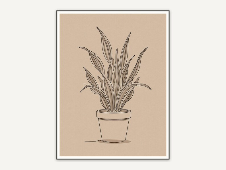 Elegant single line snake plant illustration
