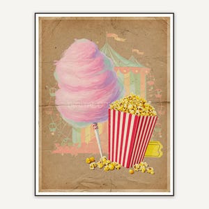 Cotton candy cone and popcorn box