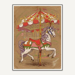 Carousel horse with golden saddle
