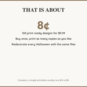 Value card: 120 Halloween printable designs works out at a few cents per print
