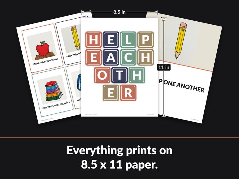 Every page prints on standard 8.5 x 11 inch paper