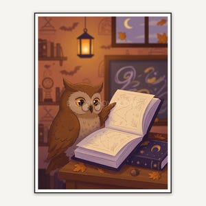 owl with spectacles and book