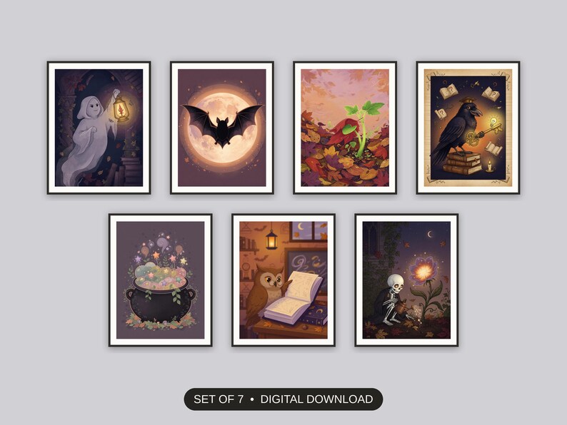 Set of 7 growth mindset printable prints shown as a gallery wall