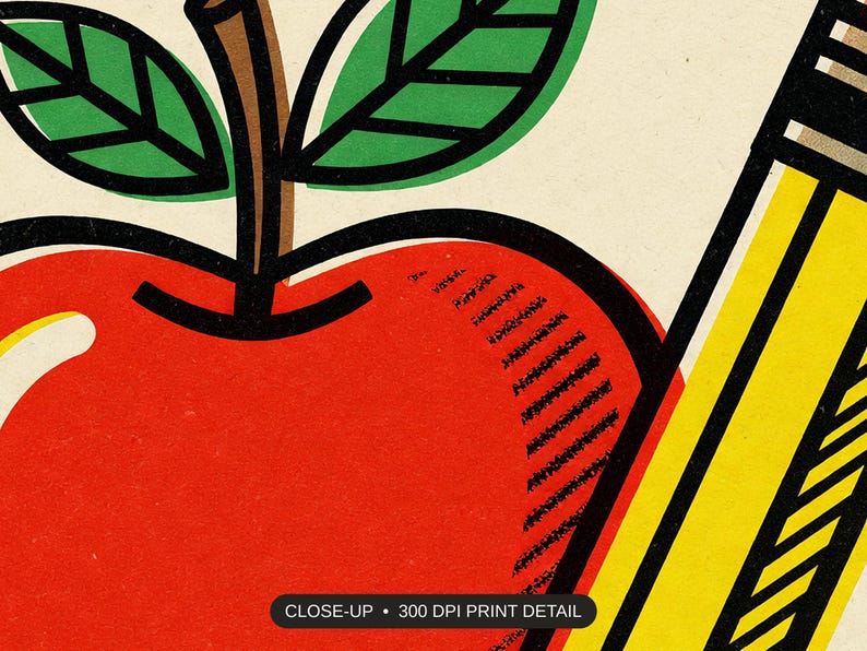Close-up print detail of the classroom printable artwork at 300 DPI