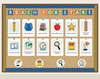Bulletin Board Kit, Star Achievers Classroom Decor, Back To School Printable Set, Teacher Resource For Elementary Grades