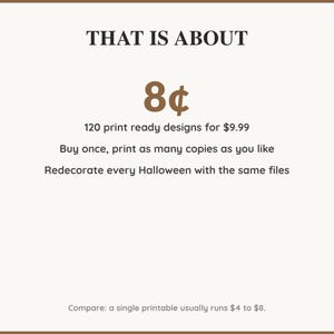Value card: 120 Halloween printable designs works out at a few cents per print