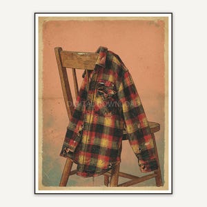 flannel shirt casually draped over chair