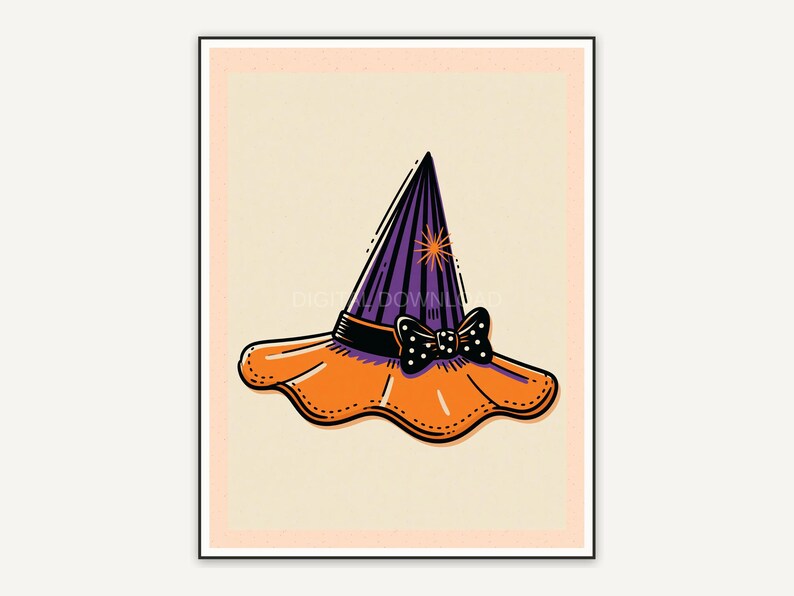 vintage style witch hat with bold mid century lines