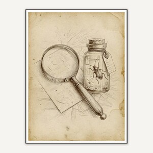 Magnifying glass and specimen jar