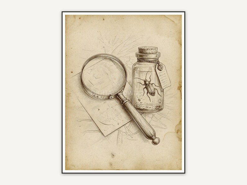 Magnifying glass and specimen jar