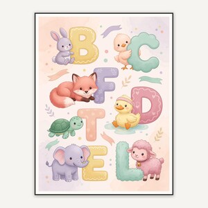 Baby bunny with letter B in pastel tones