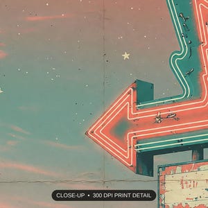 Close-up print detail of the retro drive-in movie posters artwork at 300 DPI
