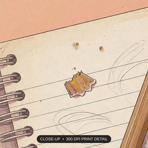 Close-up print detail of the vintage classroom objects artwork at 300 DPI
