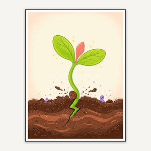 Colorful seedling icon print on cream