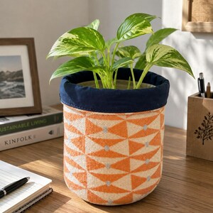 Cache-pot et organisateur en tissu recyclé | Panier durable fait main | Organisateur de bureau | Panier de rangement | Décoration d'intérieur écologique