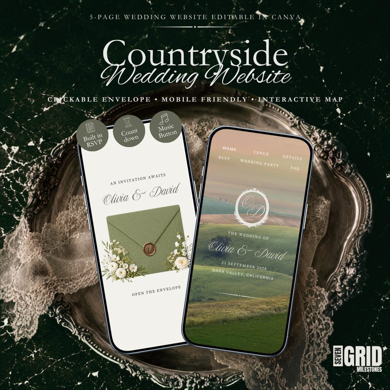 Countryside Wedding Website Template | Rustic Wedding Website With RSVP ...