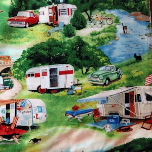 Vintagw Trailers by Page Bridges for Elizabeth Studio, # 3503, Cotton Fabric - OOP