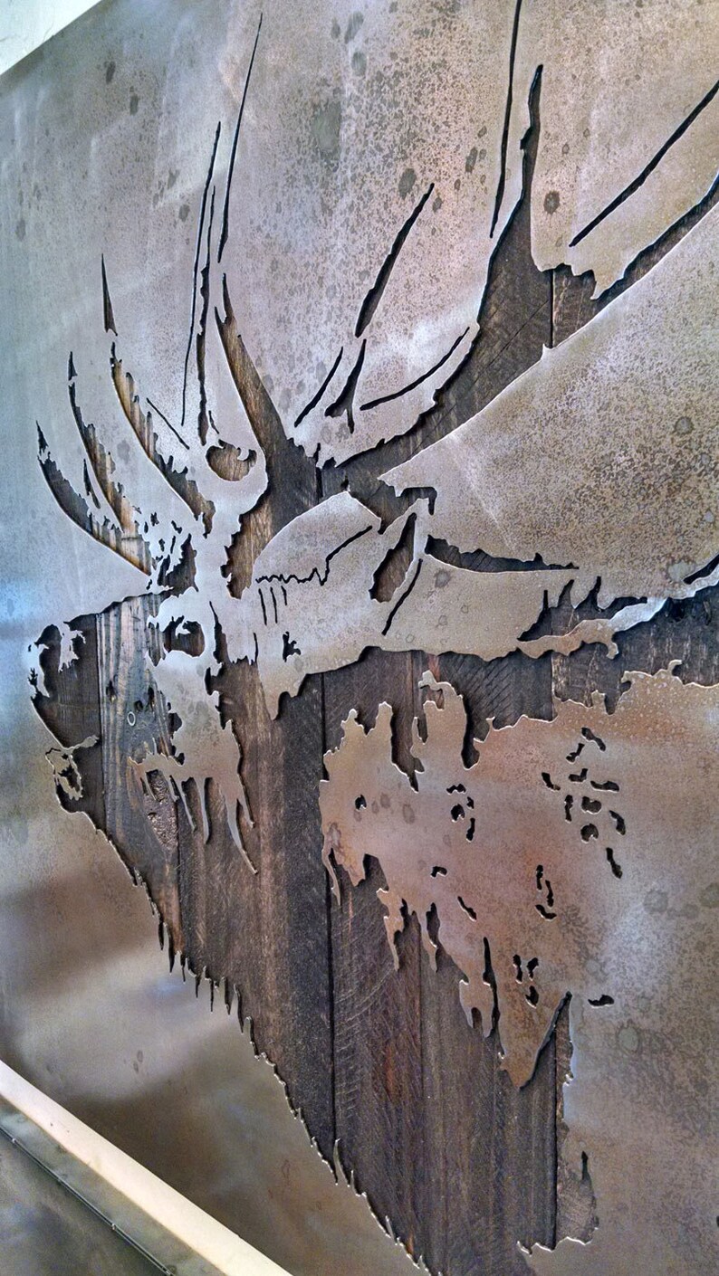 Bugling Elk Metal Art Rocky Mountain Elk Reclaimed Wood Etsy