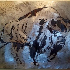 Bison Metal Art - Detailed Buffalo Artwork - Reclaimed Wood and Aged Steel - 29x45 - by Legendary Fine Art