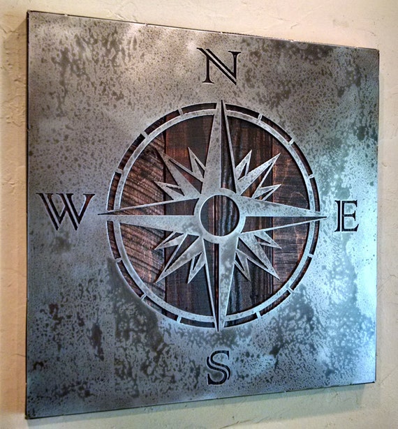 COMPASS ROSE Wall Art Metal Art Reclaimed Wood and Aged Etsy