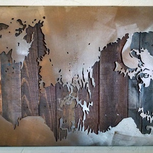 American Bison Metal Art - Reclaimed Wood and Aged Steel - 26x45 - by Legendary Fine Art