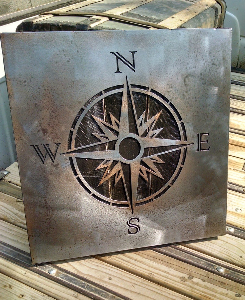 COMPASS ROSE Wall Art Metal Art Reclaimed Wood and Aged Etsy