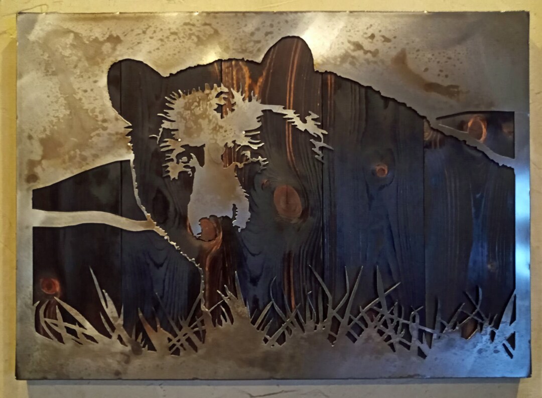 Black Bear Art Metal and Wood Artwork Legendary Fine Art Etsy