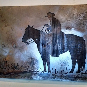 Cowboy And His Horse - Metal Art - Reclaimed Wood and Aged Steel - 20x28 - by Legendary Fine Art