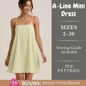 A-Line Mini Dress Sewing Pattern | Spaghetti Strap Summer Style (PDF Download)