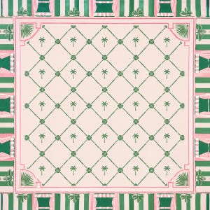 Pink Trellis Stripe Mahjong Mat, 2mm Rubber Backing, Stitched Edge, 80 or 84 cm