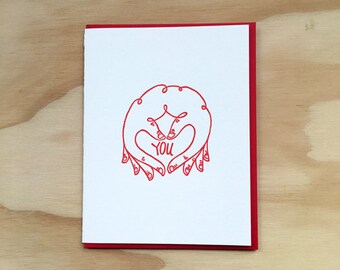 Love You Valentines Letterpress card