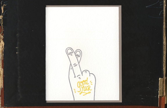 Good Luck! Fingers Crossed Letterpress Card - Etsy