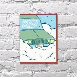 Season's Greetings Ya'll Snowy Car letterpress card