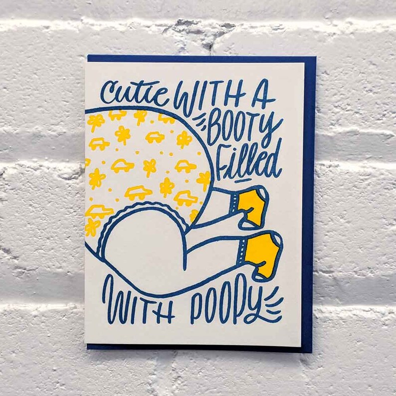 Poopy Diaper Letterpress Baby Card