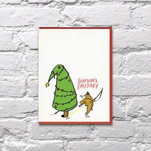 Dog Peeing Season&#39;s Greetings letterpress card