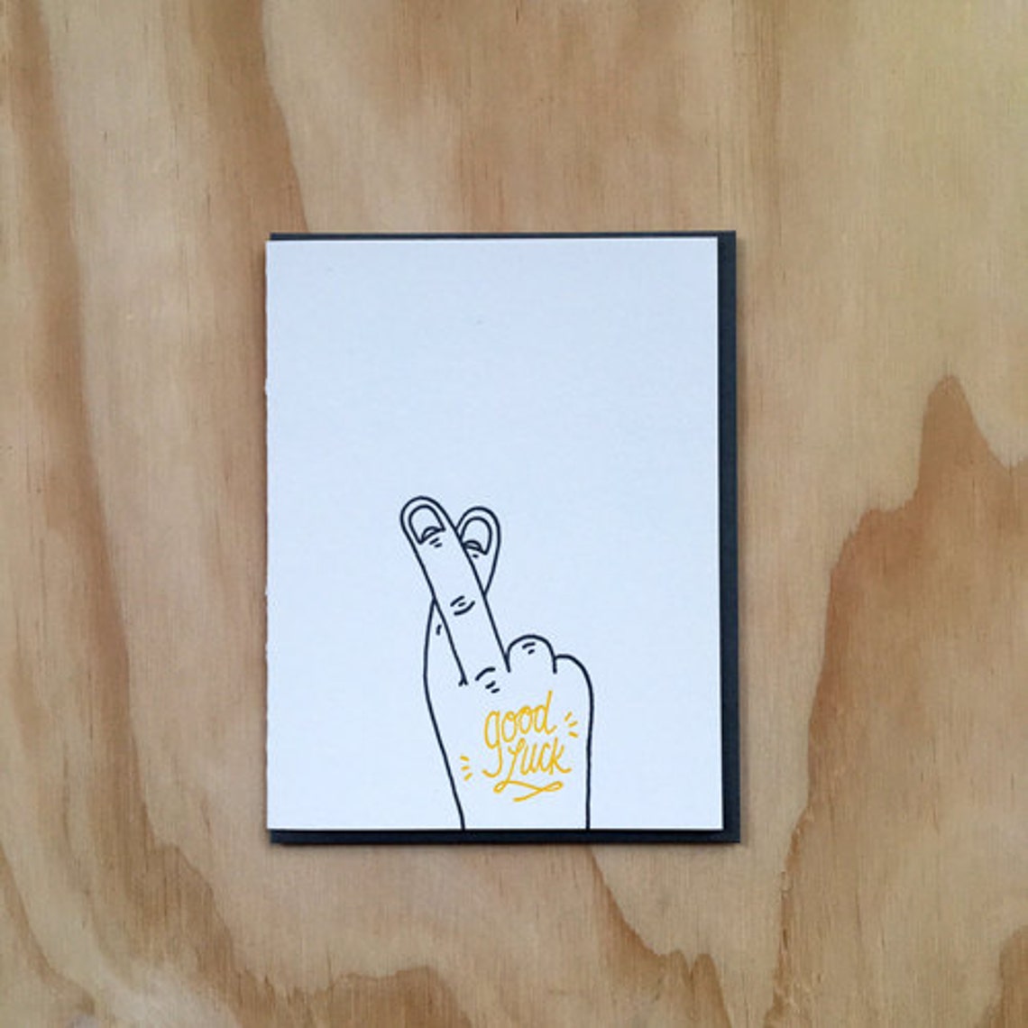 Good Luck! Fingers Crossed Letterpress Card - Etsy