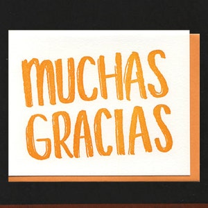 Muchas Gracias biligual thank you letterpress card image 3