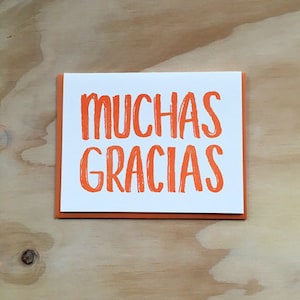 Muchas Gracias Biligual Thank You Letterpress Card - Etsy