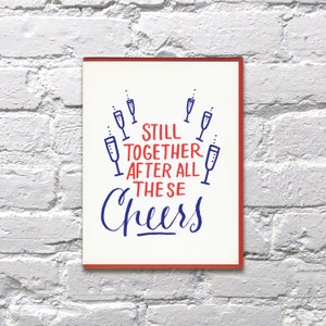 Toujours ensemble après tout ces cheers lettrepress carte