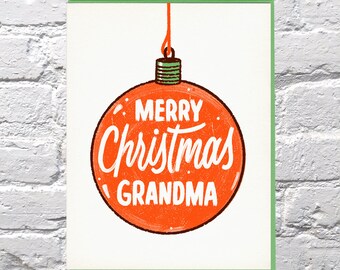 Merry Christmas Grandma letterpress card