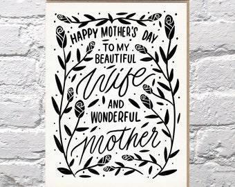 Beautiful Wife and Wonderful Mother Mother's Day Card
