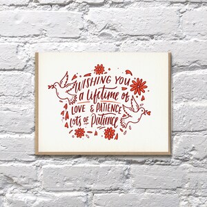 Beaucoup, beaucoup de patience lettrepress carte