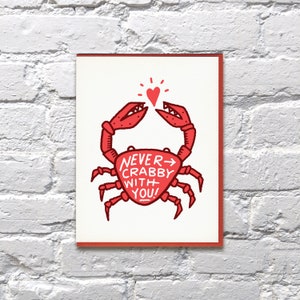 Nie Crabby mit Ihnen Buchdruck-Karte