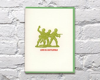 Love is a Battlefield Valentine letterpress card