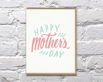 Carte lettre de lettre de script de jour de mère heureuse