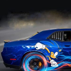 Sonic Autoaufkleber, Igel-Fahrzeuggrafik, großer Anime-Autoaufkleber, Karosserie-Styling-Akzent