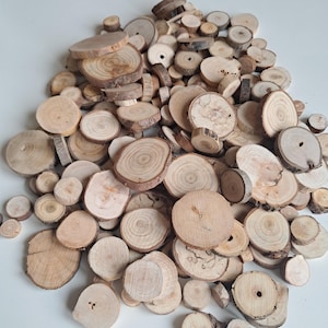 Naturliga blandade träskivor – Små rustika hantverksmaterial, DIY-dekorationscirklar