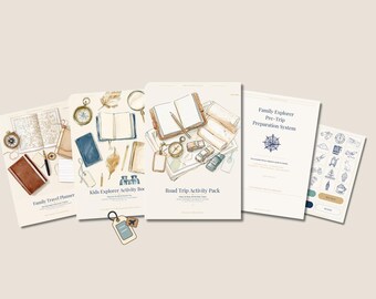 Family Travel Bundle Printable — Complete Family Holiday Collection — Planner, Kids Journal, Road Trip Pack, Sticker Sheets