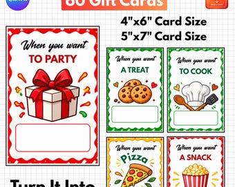 Christmas Gift Card Template, Editable Canva Gift Voucher Cards, Printable Holiday Gift Cards, 60 Designs, 4x6 5x7 Card Sizes