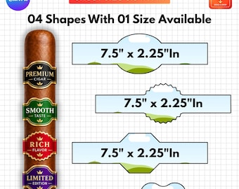Cigar Label Template, Cigar Wrapper Canva Template, Cigar Band Template, Cigar Label SVG, Editable Cigar Wrap, 4 Designs